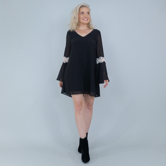 Black Long Sleeve Flirty Party Dress - Picture 10 of 15